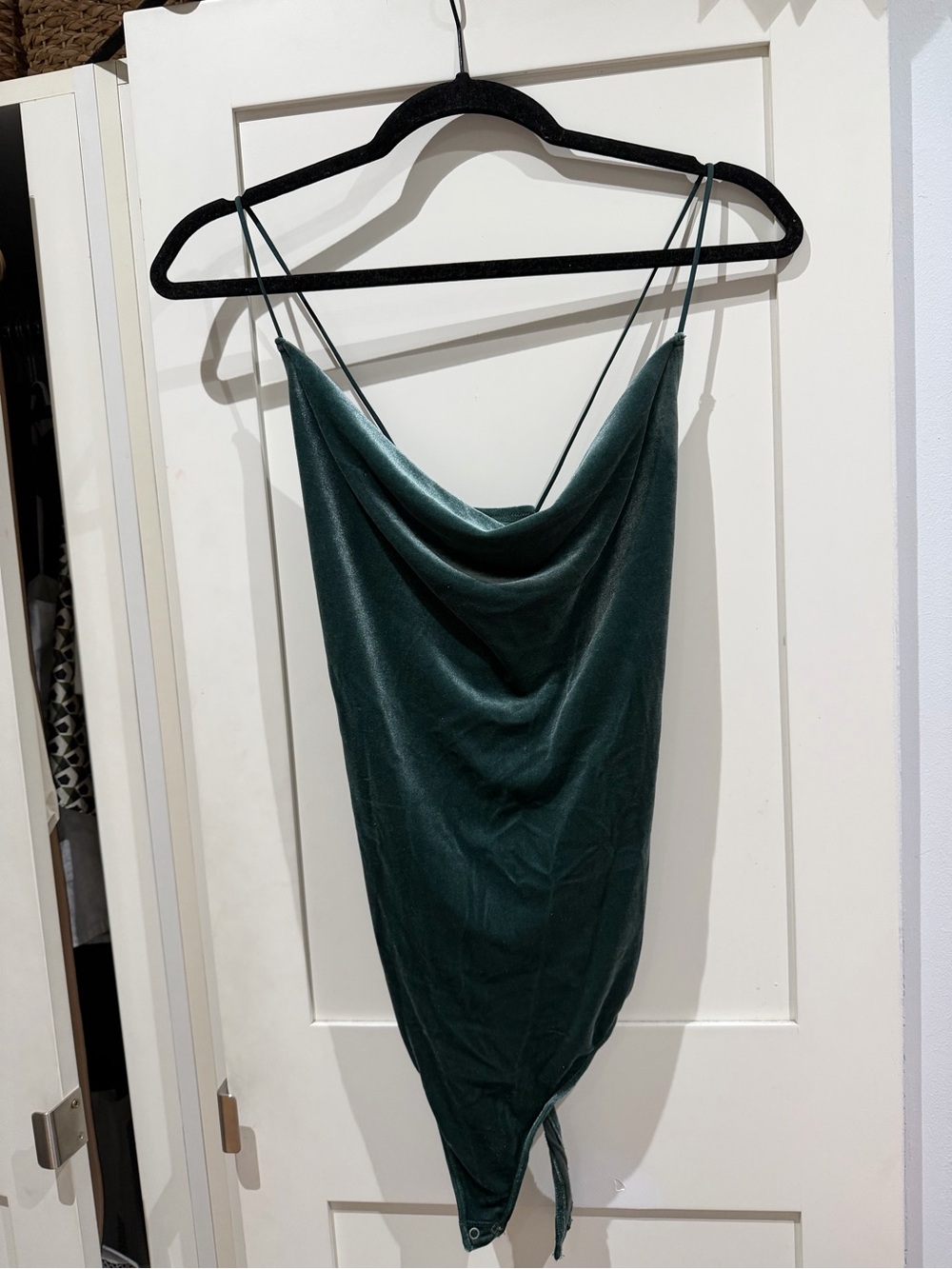 Abercrombie & Fitch Forest Green Velvet Cowl Neck Bodysuit